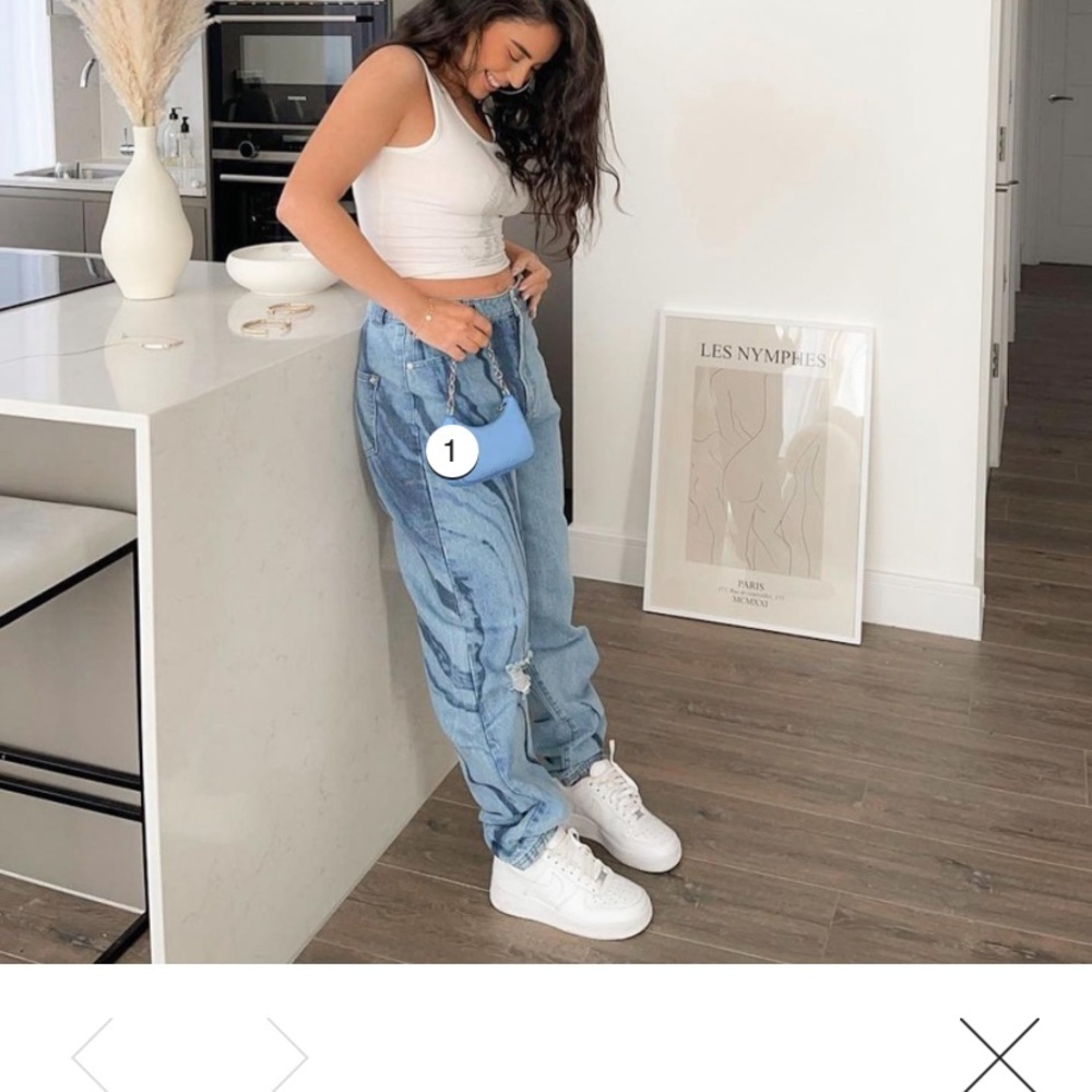 NWT Maniere de voir light blue marble Mom Jeans - Picture 6 of 6